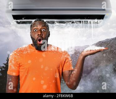 The air conditioner puts very fresh air and it seems to stay in the mountains Stock Photo