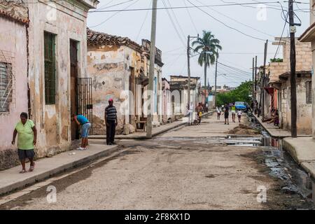 MATANZAS, CUBA - FEB 16, 2016: Street life in the center of Matanzas, Cuba Stock Photo