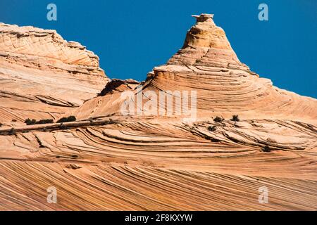 Erosion-sculpted teepees in Coyote Buttes are cross-bedded aeolian Jurassic Navajo Sandstone.  Paria Canyon-Vermillion Cliffs Wilderness Area, Vermili Stock Photo