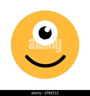 Single eye happy face emoticon Stock Photo - Alamy