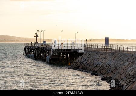 The screwpile jetty on granite island in Victor Harbor south australia on April 12th 2021 Stock Photo