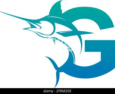 Letter G logo icon with fish design symbol template vector Stock Vector