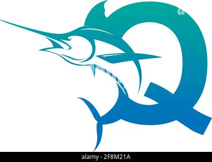 Letter Q logo icon with fish design symbol template vector Stock Vector