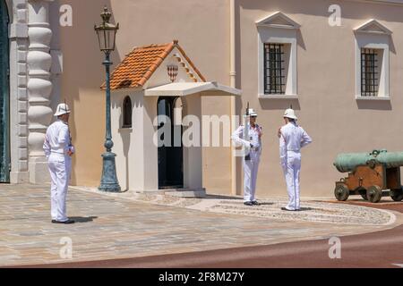 Guards in front of Prince's Palace of Monaco Stock Photo