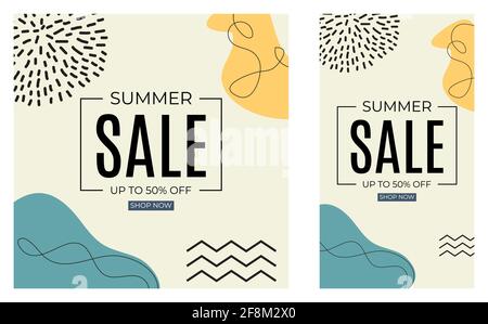 Summer Sale Abstract Background in Simple Minimal Style for social media post, story. Vector Illustration Stock Vector
