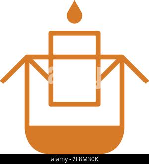 Drip bag coffee on cup with drop of water icon Stock Vector