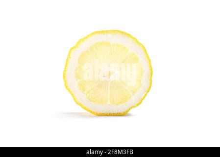Lemon slice isolated on white with shadow. With clipping path. Stock Photo