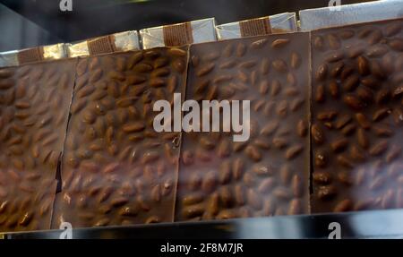 Home made chocolate bars as a background Stock Photo