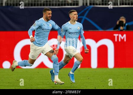 DORTMUND, GERMANY - APRIL 14: Phil Foden of Manchester City celebrating his goal during the UEFA Champions League Quarter Final 1: Leg Two match betwe