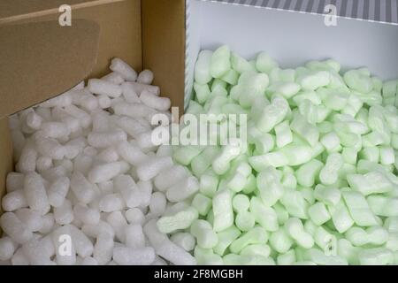 Illustrates different quality parcel packaging,  luxury and economy packaging shipping items Stock Photo