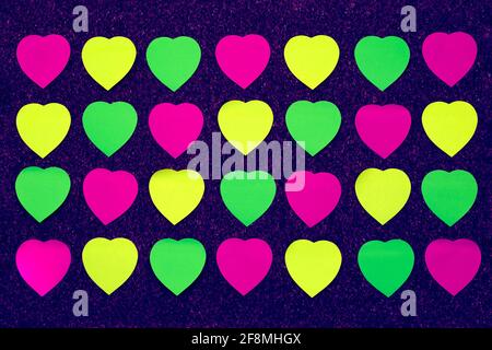 Paper heart shape sticky notes Stock Photo