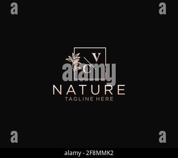 VC letters Beautiful floral feminine editable premade monoline logo suitable, Luxury feminine wedding branding, corporate. Stock Vector