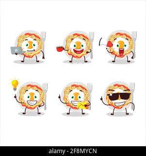 Noodles cartoon character with various types of business emoticons. Vector illustration Stock Vector