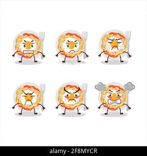 Noodles cartoon character with various angry expressions. Vector illustration Stock Vector