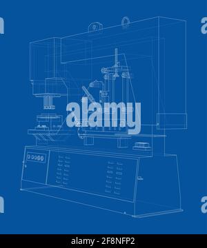 Metalworking CNC machine. Vector Stock Vector