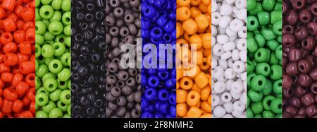 Colorful Beads Background Background pattern of multicolor beads Palette of colors beads Stock Photo