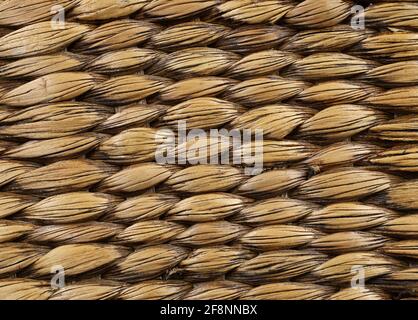 wicker straw basket, detail close up, texture of braided wicker wood as background Stock Photo