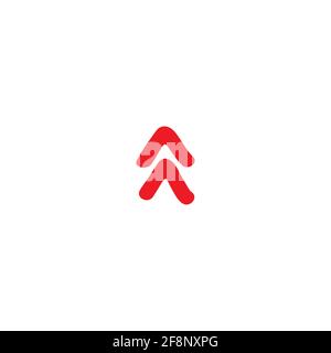 two red hand drawn arrows up icon. swipe up button. Isolated on white. Upload icon. Upgrade, speed up sign. North pointing arrow. Stock Vector