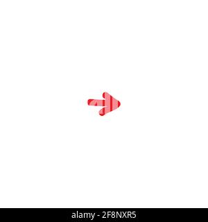 red hand drawn right arrow cartoon icon. Isolated on white. Continue icon. Next sign. East arrow. Stock Vector