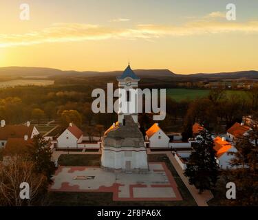 Kamadul monastery in Majk Hungary The famous baroque Camaldolese monastery on a spring morning from aerial view. Beatiful attraction near by Oroszlany Stock Photo