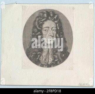 Wilhelm III., Prince of Orania, King of England as King: Fast Chest, En Face from Right; with Allon wig, top jabot; In oval. Copper engraving, unconcerted, without leg. Stock Photo