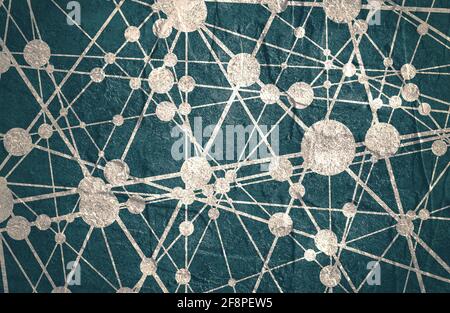 Molecule And Communication Background. Modern brochure or web banner design template. Connected lines with dots. Medical, technology, chemistry, scien Stock Photo