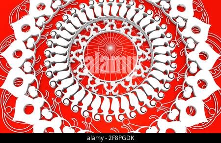 Decorative design element. Patterns with geometric ornament. Circular ornamental symbol. Islam, Arabic and Indian, ottoman motifs. 3D rendering Stock Photo
