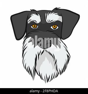 Miniature Schnauzer dog face cartoon vector illustration Stock Vector