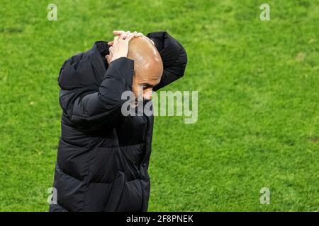 Dortmund, Signal Iduna Park, 14.04.21: Head coach Josep Guardiola (Manchester) disappointed im Spiel Champions league Borussia Dortmund vs. Manchester