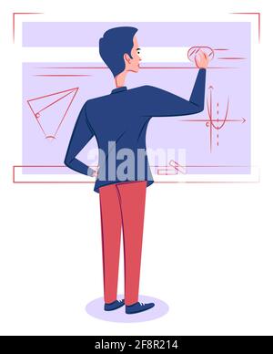 Vector math teacher in shadow of sharp lines style Stock Vector