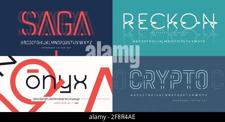 Collection of stylish vector sans serif fonts, letter sets, alphabets Stock Vector