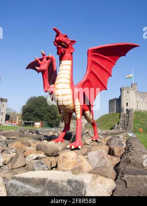 Chinese Red Dragon at Cardiff Castle Stock Photo