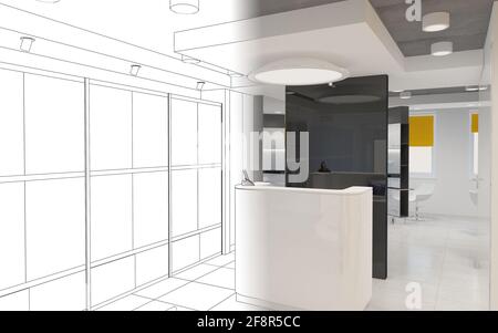 beauty saloon, interior visualization, 3D illustration Stock Photo