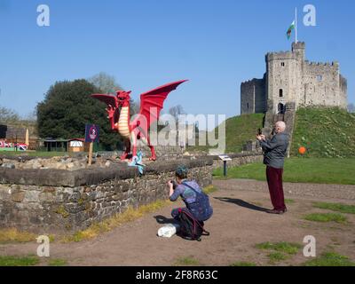 Chinese Red Dragon at Cardiff Castle Stock Photo