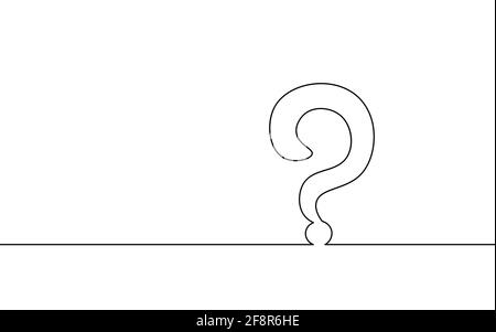 Single continuous line art question mark icon. Online ask test query concept silhouette symbol design. One sketch outline drawing vector illustration Stock Vector