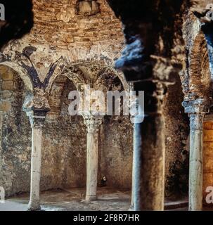 Interior de los Baños árabes de Palma de Mallorca, siglo X. Fotografía del año 1977. Stock Photo