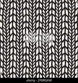 Simple ink geometric pattern. Monochrome black and white strokes background. Hand drawn ink brushed texture for your design Stock Vector