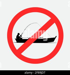 boat fishing prohibited sign symbol Stock Vector
