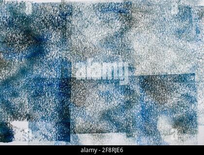 Abstract blue background. Acrylic Monotype template. Paper texture. Stock Photo