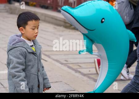 Daily life in Xiangyang old town Stock Photo