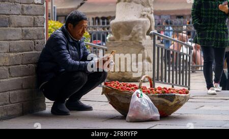 Daily life in Xiangyang old town Stock Photo