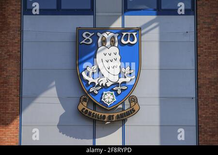 Sheffield, UK. 15th Apr, 2021. Sheffield Wednesdays crest on the Hillsborough sand in Sheffield, UK on 4/15/2021. (Photo by Mark Cosgrove/News Images/Sipa USA) Credit: Sipa USA/Alamy Live News Stock Photo