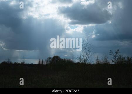 Dramatic sky over Jeskyns Community Woodland, Kent Stock Photo