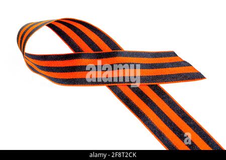 St George's ribbon isolated on white background. 9 May Victory day object isolated on white, ready for cut out Stock Photo