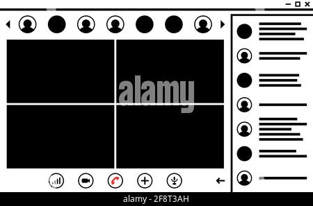 Video call screen template. Vector illustration for photoshop. Stock Vector