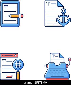 Copy writing RGB color icons set Stock Vector