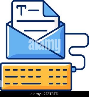 Newsletter copywriting RGB color icon Stock Vector