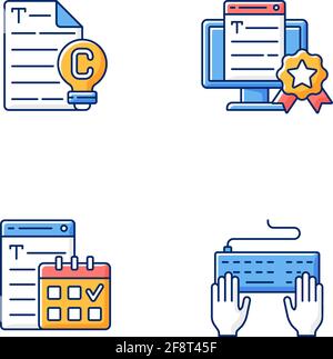 SEO text RGB color icons set Stock Vector