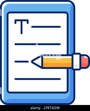 E book writing RGB color icon Stock Vector