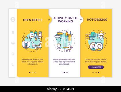 Futuristic office environments onboarding vector template Stock Vector